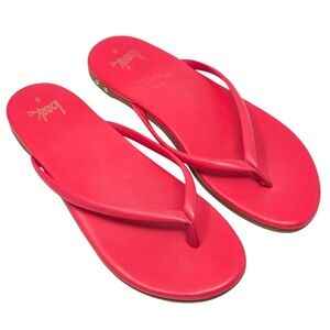 beek Sunbeam Thong Sandals Coral Leather Flat Flip Flops Size 8
